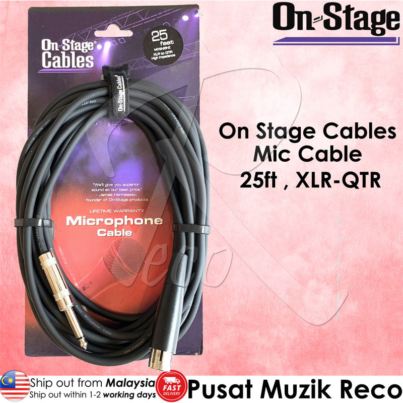 OSS MC12-25HZ Microphone Mic Cable 25ft XLR-QTR - Reco Music Malaysia