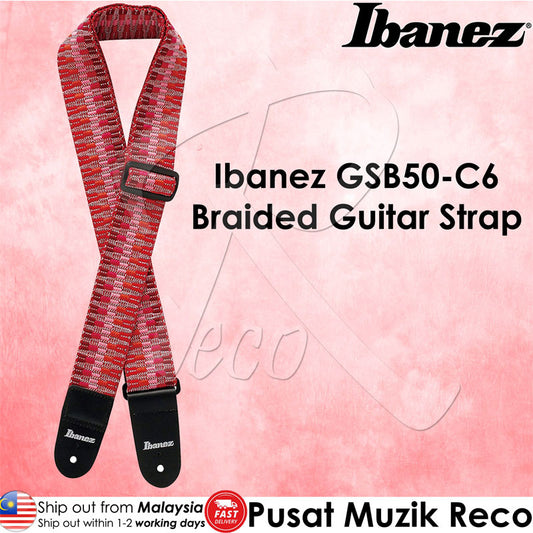 Ibanez GSB50 C6 Braided Guitar Strap Red - Reco Music Malaysia