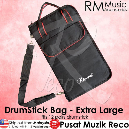 RM Extra Large Padded Drumstick Bag Stick Holder - Hold 12 Pairs Drumstick - Reco Music Malaysia