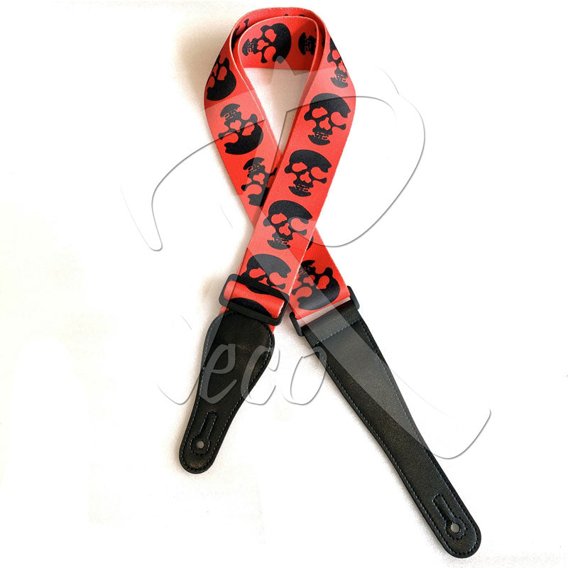 RM Designer Polyester Guitar Strap - Red Skull - Recomusic