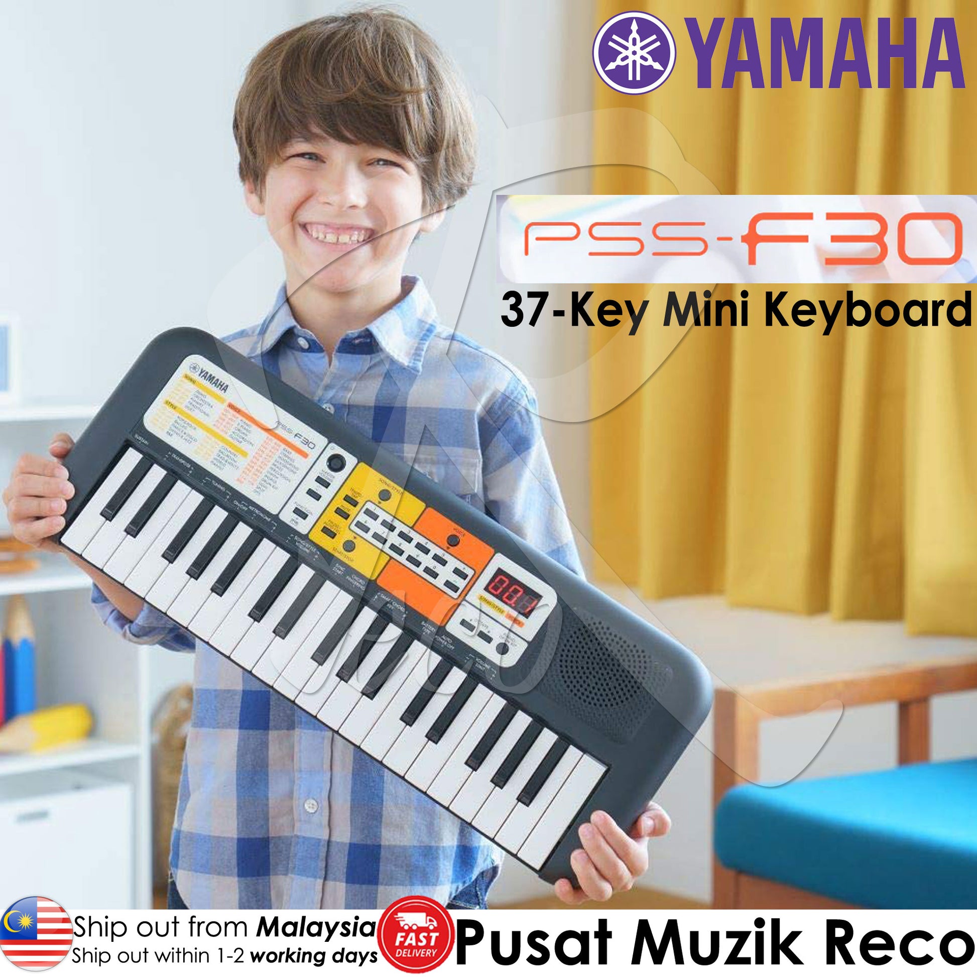 Yamaha PSS-F30 37-Key USB Powered Mini Music Digital Keyboard | Reco Music Malaysia