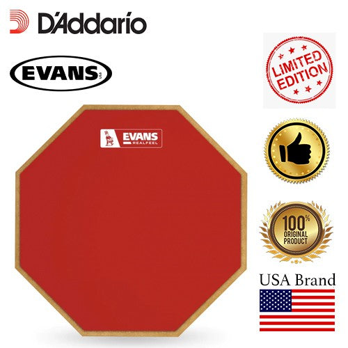 Evans RF12G Red 12in Limited Edition Barney Beats RealFeel Drum Practice Pad - Reco Music Malaysia