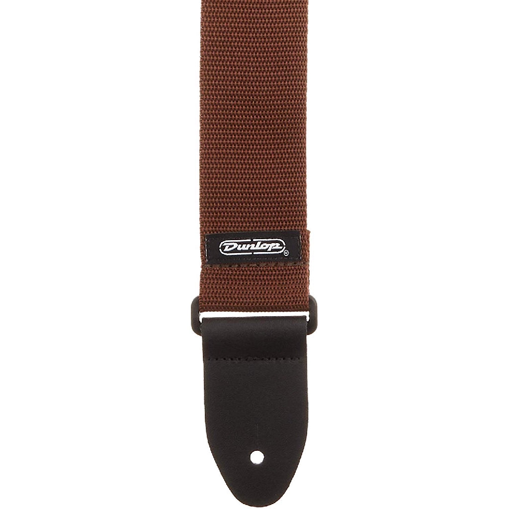 Jim Dunlop D07-01BR Brown 2in Poly Guitar Strap with Leather End | Reco Music Malaysia