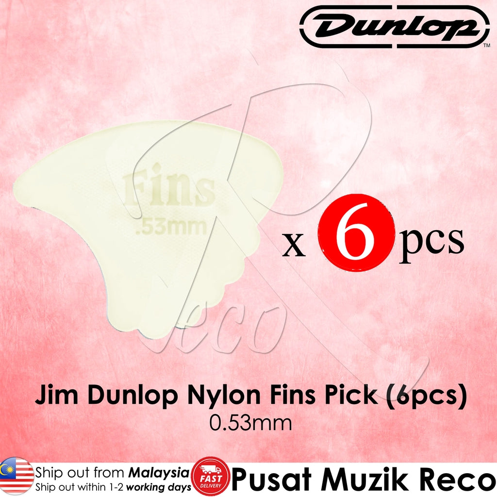 6 X Jim Dunlop Nylon Fins Guitar Pick 0.53mm - Reco Music Malaysia