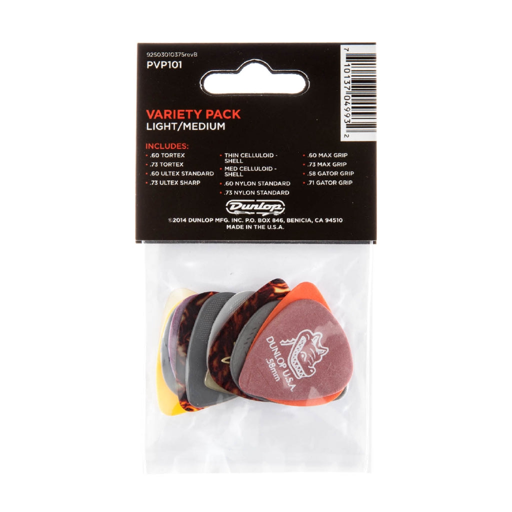 Jim Dunlop PVP101 Guitar Pick Variety Pack, Light Medium (12pcs) | Reco Music Malaysia