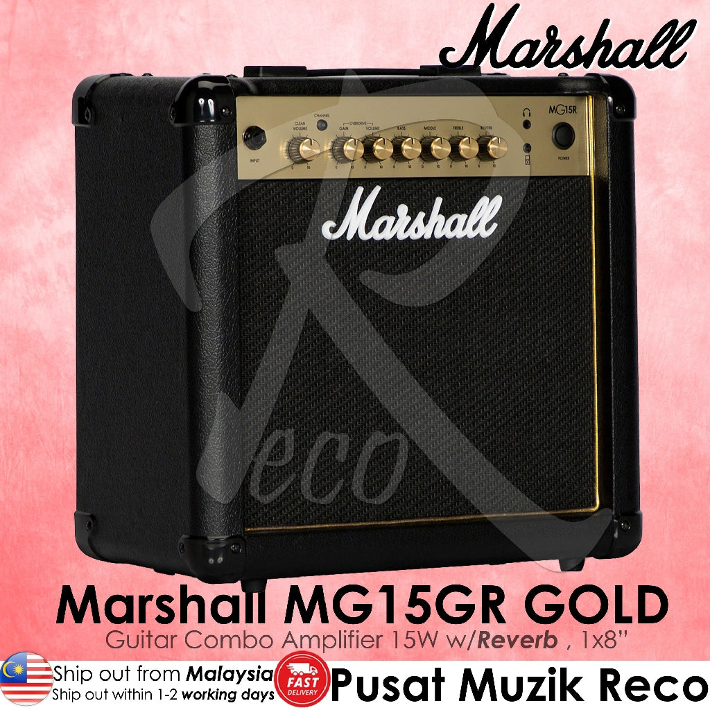 Marshall MG15GR Gold Series 15W 8 inch Guitar Combo Amplifier With Reverb - Reco Music Malaysia