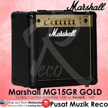 Marshall MG15GR Gold Series 15W 8 inch Guitar Combo Amplifier With Reverb - Reco Music Malaysia