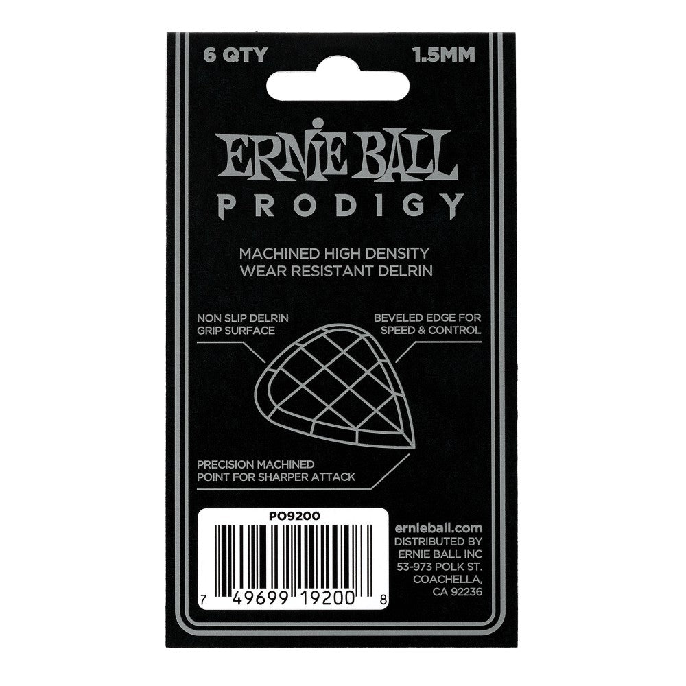 Ernie Ball PO9200 1.5mm Black MINI Prodigy Guitar Picks, Pack Of 6 - Reco Music Malaysia