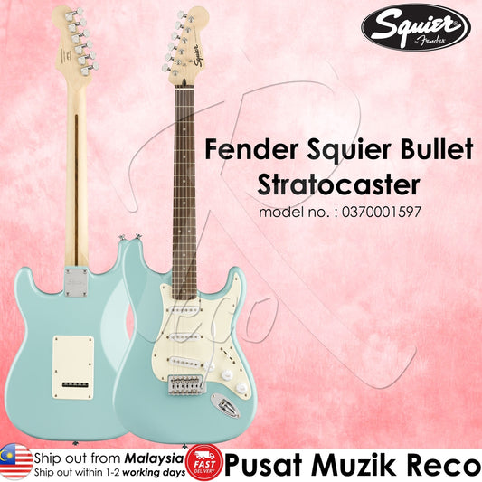 Fender Squier 0370001597 Bullet Stratocaster Electric Guitar With Tremolo (Tropical Turquoise) - Reco Music Malaysia