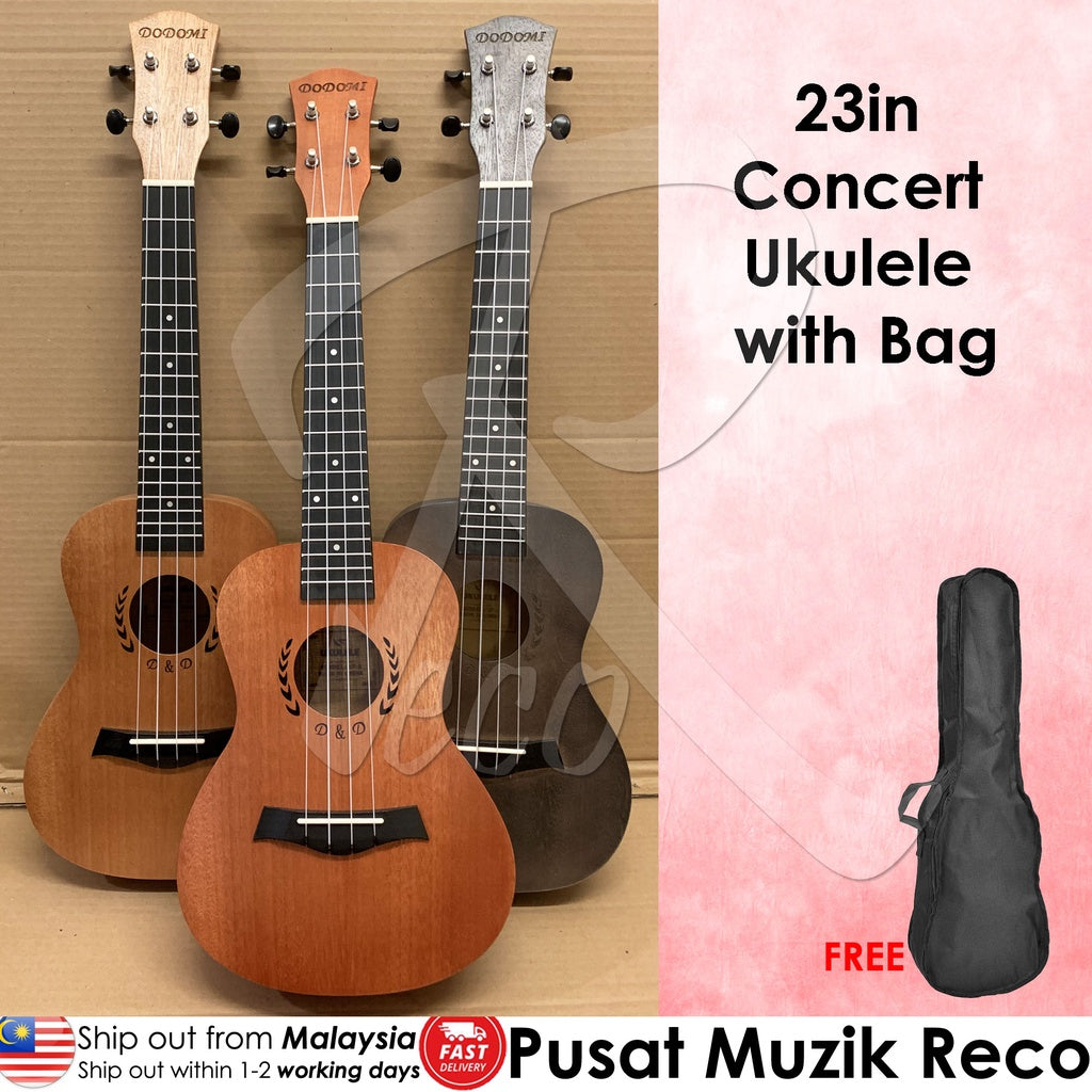 RM 23in Wooden Concert Ukulele with Bag (3 Colors) - Reco Music Malaysia