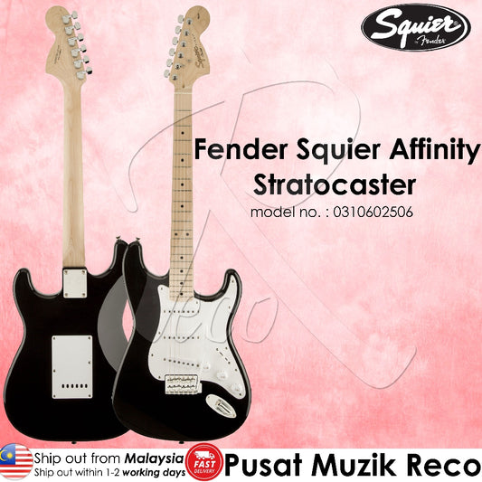 Fender Squier 0310602506 Affinity Stratocaster Electric Guitar - Black , Maple Neck - Reco Music Malaysia