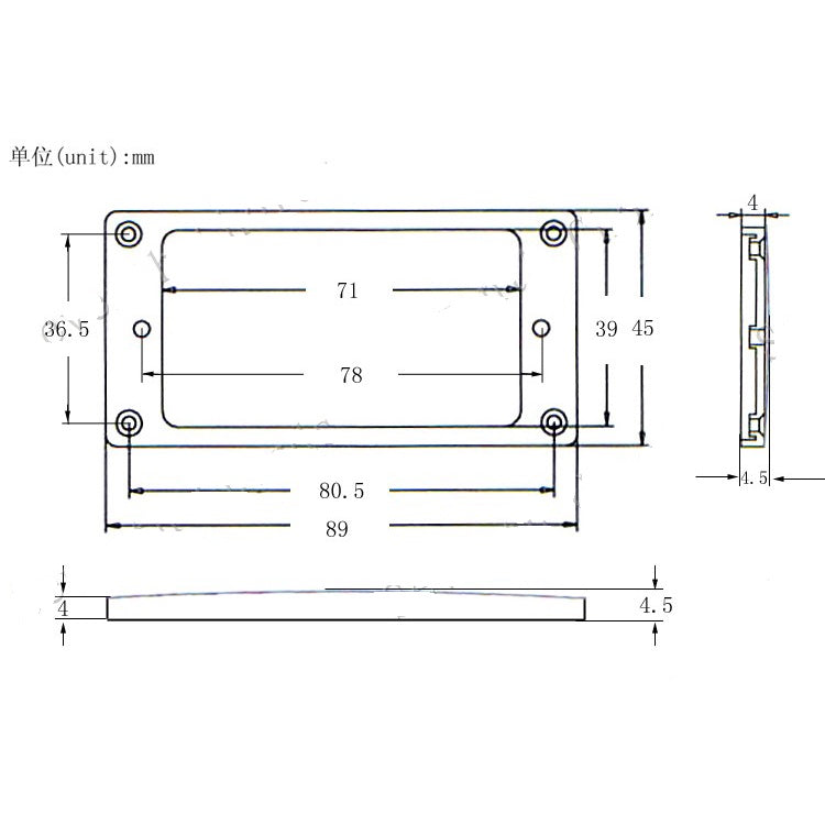 RM 7C/3150-BK Flat Humbucker Metal Pickup Frame Mounting Ring 4mm, Black - Reco Music Malaysia