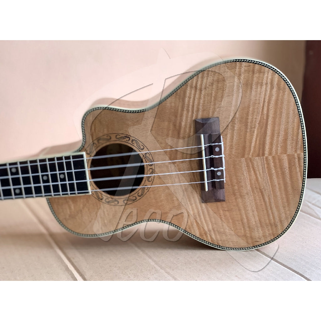 RM UK-24LDFQ 23in Premium Wood Cutaway Concert Ukulele with Bag - Reco Music Malaysia