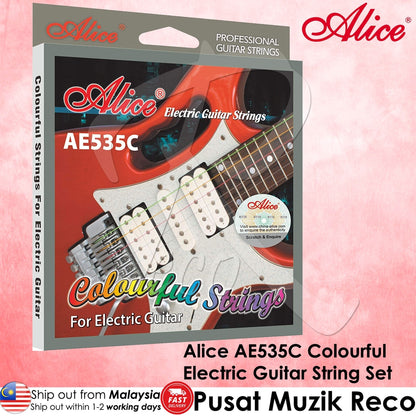 Alice AE535C Colorful Steel Electric Guitar Strings Set - Reco Music Malaysia