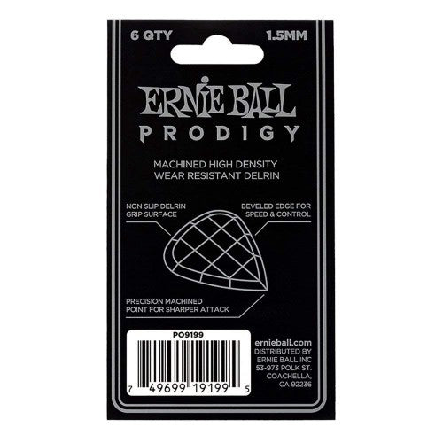 Ernie Ball PO9199 1.5mm Black Standard Prodigy Guitar Picks, Pack Of 6 - Reco Music Malaysia