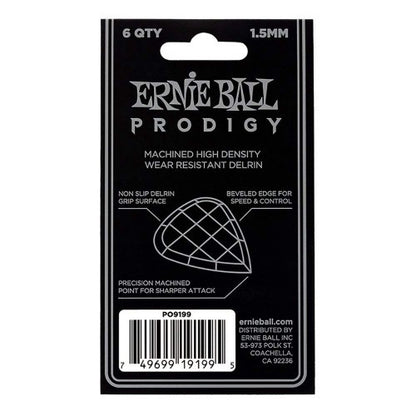 Ernie Ball PO9199 1.5mm Black Standard Prodigy Guitar Picks, Pack Of 6 - Reco Music Malaysia