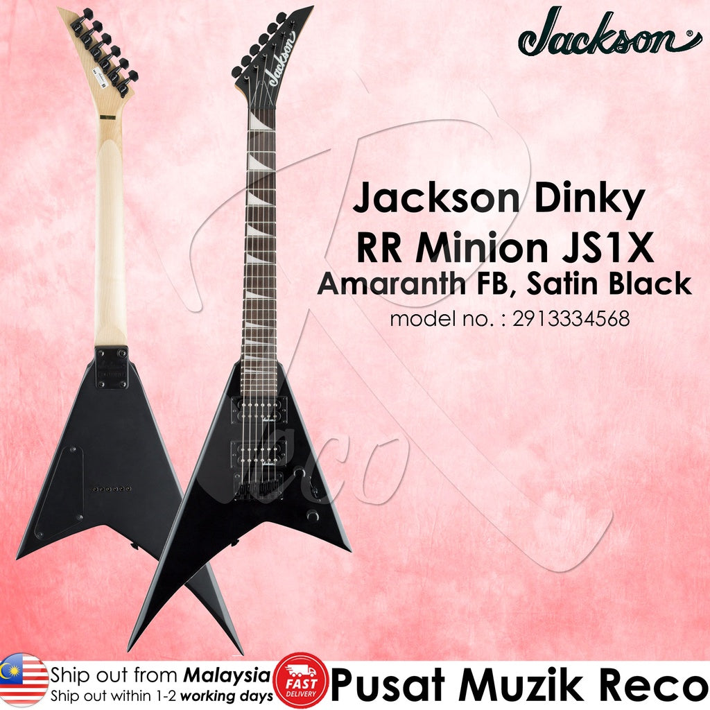 Jackson 2913334568 JS Series RR Minion JS1X Electric Guitar, Amaranth FB, Black Satin - Reco Music Malaysia