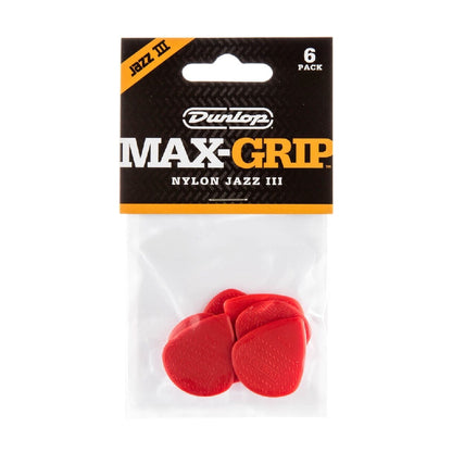 Jim Dunlop 471P3N Red Nylon Max Grip Jazz III 1.38mm Guitar Picks Player Pack - Reco Music Malaysia