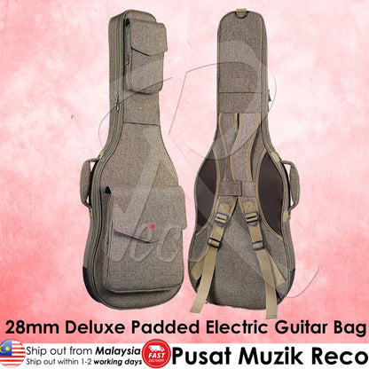 RM 28mm Deluxe Thick Padded Electric Guitar Bag with Neck Rest Padded Double Shoulder Strap