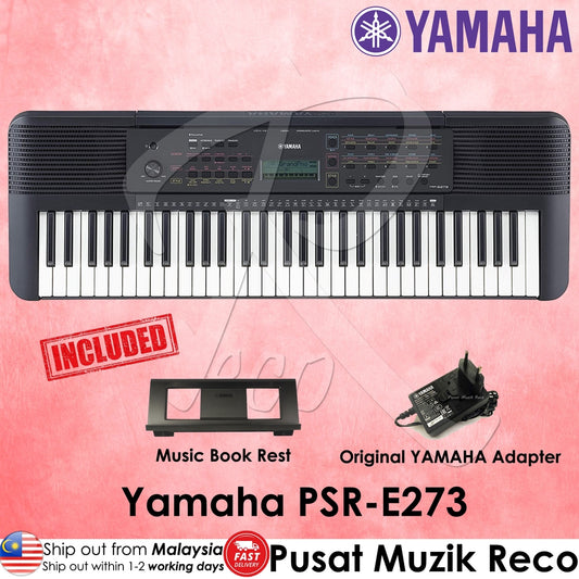 Yamaha PSR-E273 61 Keys Portable Keyboard with ORIGINAL Adapter - Reco Music Malaysia