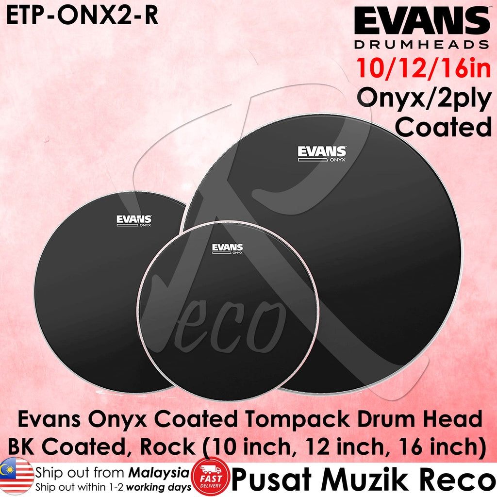 Evans ETP-ONX2-R Onyx Coated Frosted Rock Tom Pack ( 10", 12", 16" ) - Reco Music Malaysia