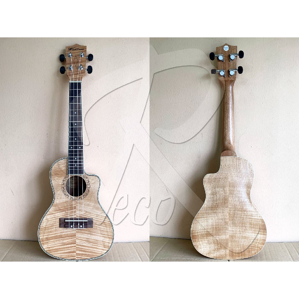 RM UK-24LDFQ 23in Premium Wood Cutaway Concert Ukulele with Bag - Reco Music Malaysia