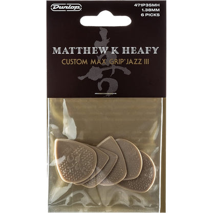 Jim Dunlop 471P3SMH Matt Heafy Custom Max-Grip Jazz III Guitar Pick, 1.38mm 6-Pack - Reco Music Malaysia