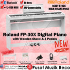 Roland FP-30X White 88 keys Digital Piano W/ Bench Headphone 3 Pedals Stand - Reco Music Malaysia