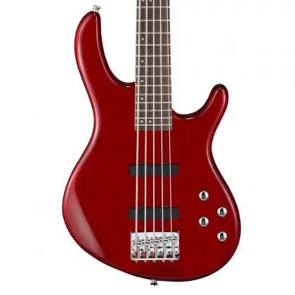 Cort ActionV+ Action V Plus TR Transparent Red 5 String Bass Guitar with Bag - Reco Music Malaysia