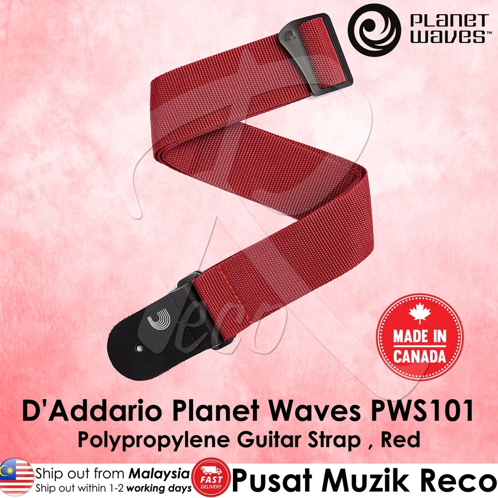 Planet Waves PWS101/RD 2inch Red Polypropylene Guitar Strap - Reco Music Malaysia