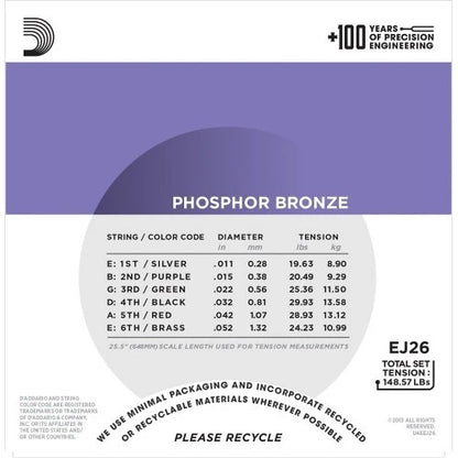 D'Addario EJ26 Phosphor Bronze Acoustic Guitar Strings | Reco Music Malaysia