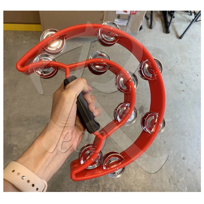 RM RT20 Double Halfmoon Tambourine Percussion BLACK / RED - Reco Music Malaysia