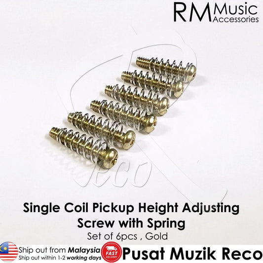 RM GF0170-02-GD Gold Electric Guitar Single Coil Pickups Height Adjusting Screws with Spring - Reco Music Malaysia