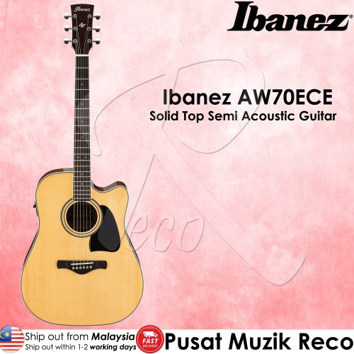 Ibanez Artwood AW70ECE LG Solid Top Semi Acoustic Guitar (Back)- Reco Music Malaysia