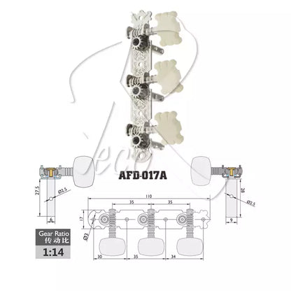 Alice AFD-017AP Acoustic Guitar Machine Head (3+3) - Reco Music Malaysia