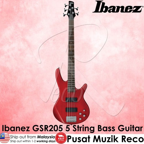 Ibanez GSR205 TR 5 String Electric Bass Guitar - Transparent Red - Reco Music Malaysia