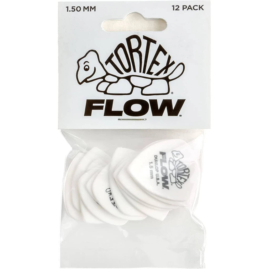 Jim Dunlop 558P150 Tortex Flow Standard 1.50mm Guitar Picks Player Pack, White (12pcs) - Reco Music Malaysia