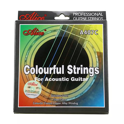 Alice A407C Colorful Steel Acoustic Guitar String Set - Reco Music Malaysia