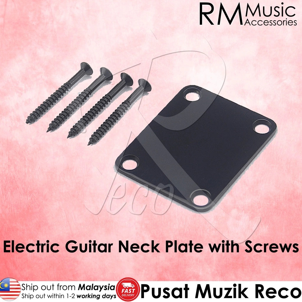 RM GF0449-BK Black Electric Guitar Bass Neck Plate Guitar Neck Joint Board With Screws - Reco Music Malaysia