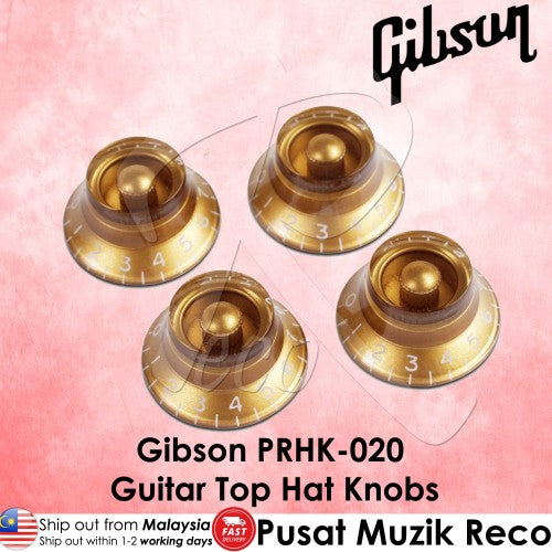 Gibson PRHK-020 Guitar Top Hat Knobs - 4 Pack, Gold - Reco Music Malaysia