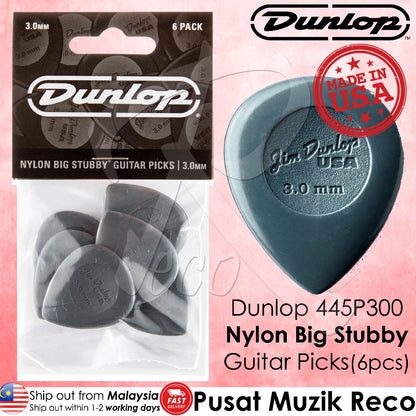 Jim Dunlop 445P3.0 Nylon Big Stubby Guitar Pick 3.0mm Guitar Picks Player Pack - Reco Music Malaysia