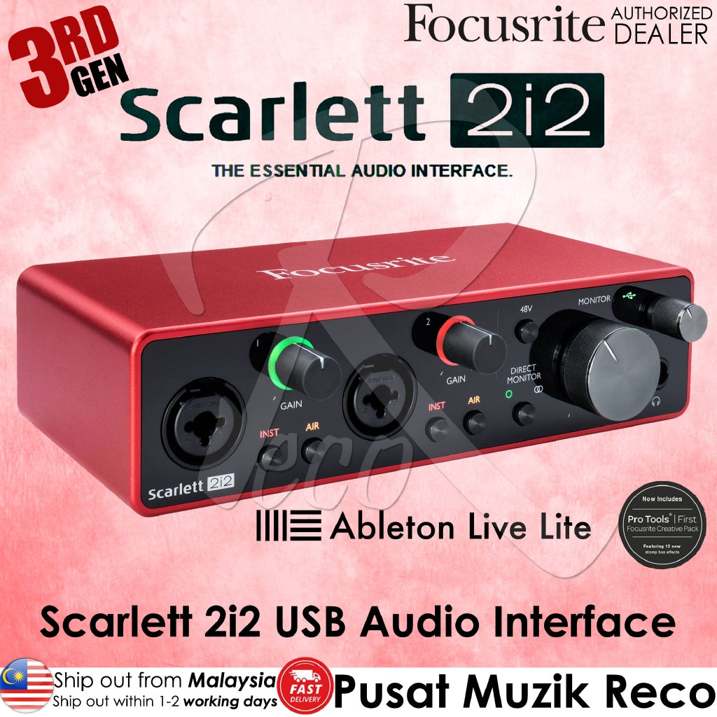 Focusrite Scarlett 2i2 2-in/2-out 3RD GEN USB-C Audio Interface | Reco Music Malaysia