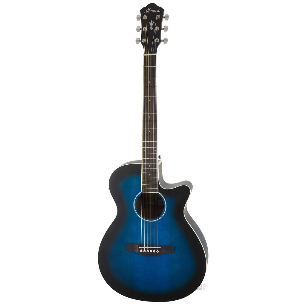 Ibanez AEG7 TBO Transparent Blue Sunburst Open Pore Slim Body Semi Acoustic Guitar Acoustic-Electric Guitar - Reco Music Malaysia