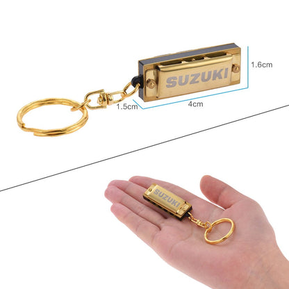 Suzuki MINI Harmonica Keychain Harmonica 5 Holes 10 Tone C Key, Golden - Reco Music Malaysia