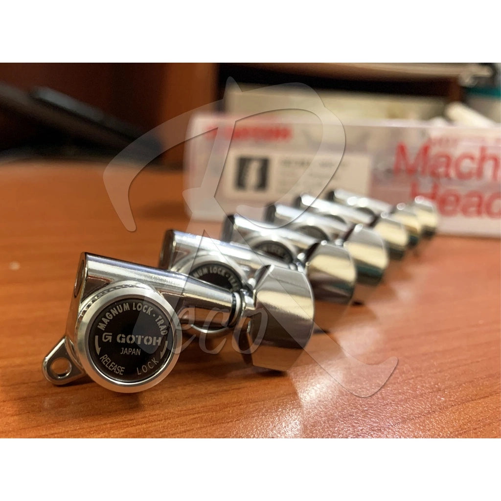 GOTOH SG381-MGT-07 Electric Guitar Magnum Locking Tuner Machine Head SET 6 in Line Chrome SG381 MGT 07 - Reco Music Malaysia