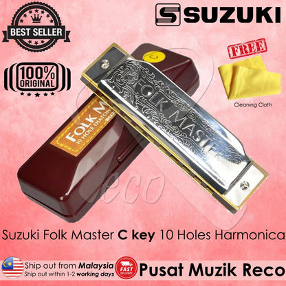 Suzuki Folkmaster Harmonica 10 Holes C Key - Reco Music Malaysia