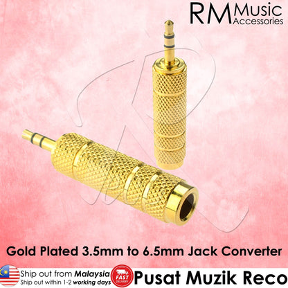 RM RJBS Gold Plated 3.5mm to 6.5mm Audio Jack Converter - Reco Music Malaysia