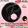 Remo Encore EN-1022-ES Ebony Bass Drum Head with Sound Hole 22" Bass Drumhead Drum Skin - Reco Music Malaysia