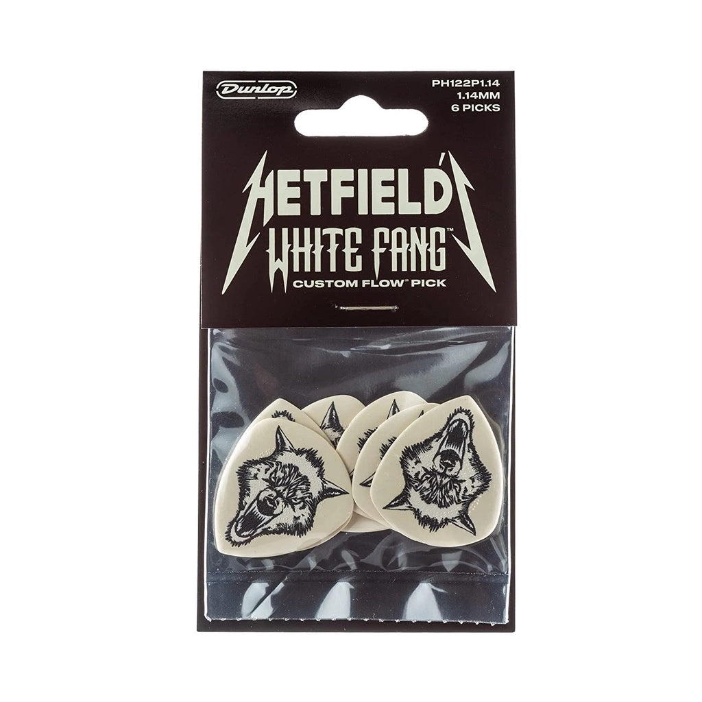 Jim Dunlop PH122P114 James Hetfield White Fang Custom Guitar Pick 1.14mm Guitar Picks Player Pack (6pcs) - Reco Music Malaysia