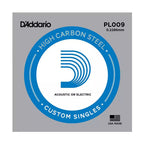 D'Addario PL009 Guitar Single String Plain Steel 009 Electric Guitar 1st String (Set Of 5) - Reco Music Malaysia